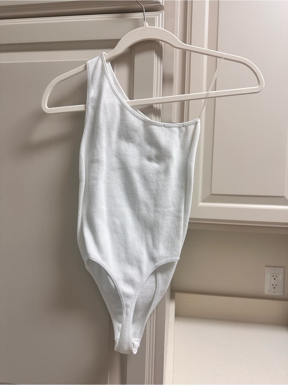Fashion Nova White One-Shoulder Ribbed Cutout Bodysuit - Picture 5 of 5
